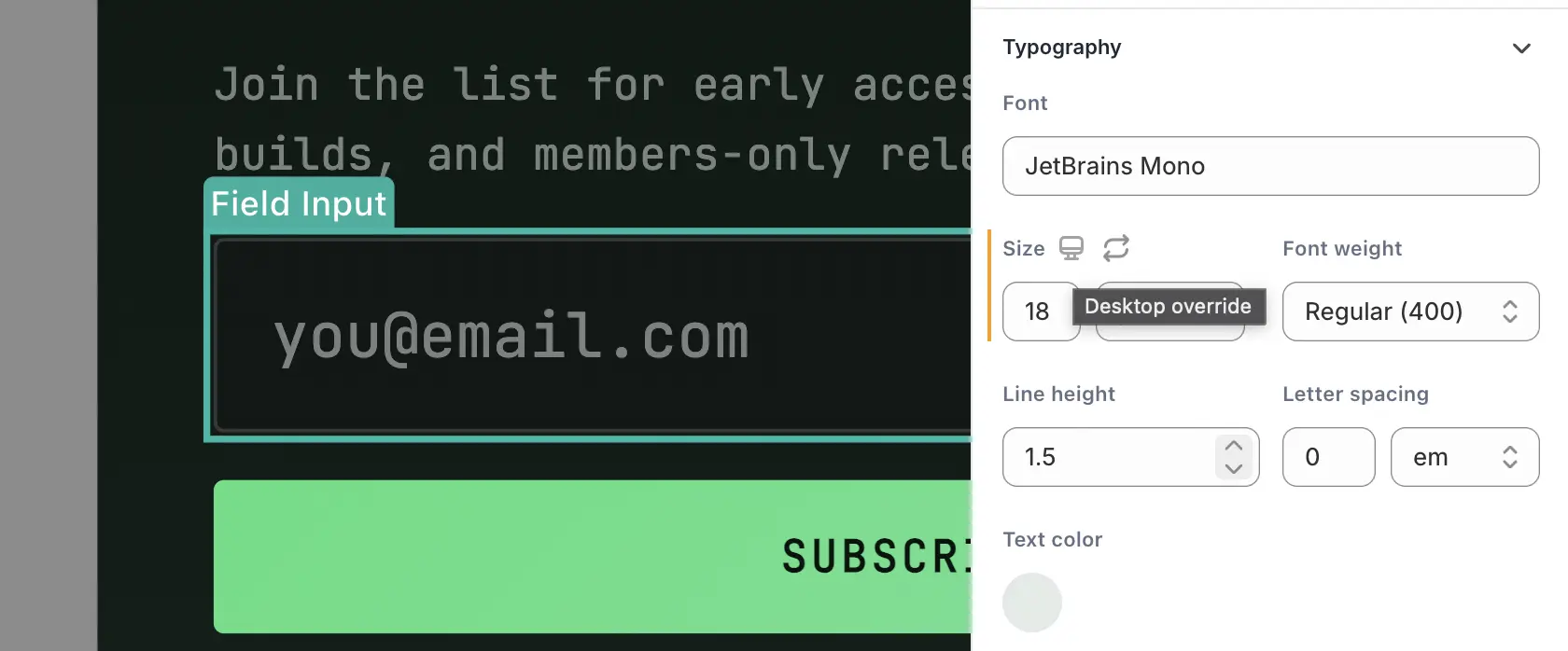 Formtoro builder desktop override